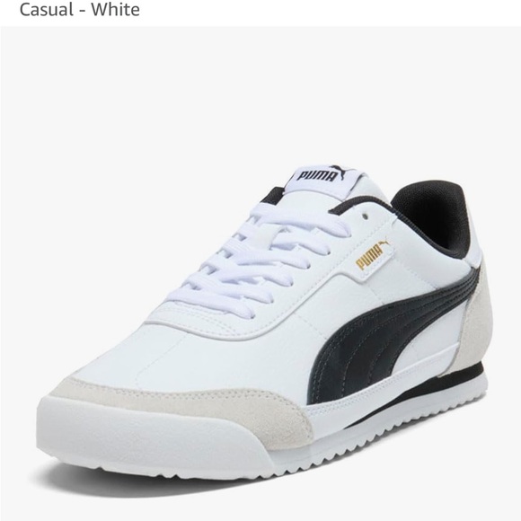 Puma Classic White and Black Trainers - Picture 1 of 8